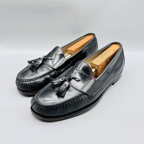 Cole Haan Shoes Men 10 Black Leather Tassel Loafer Dress Moc Toe Slip On Classic - Picture 3 of 11